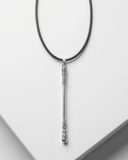 Carved Staff Pendant Necklace