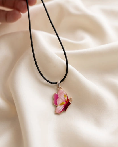 Gradient Pink Butterfly Cord Necklace