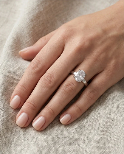 Sterling Silver Oval-Cut Moissanite Solitaire Ring