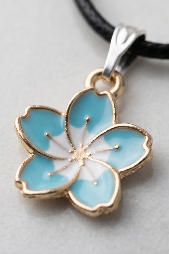Gold and Pastel Blue Blossom Necklace