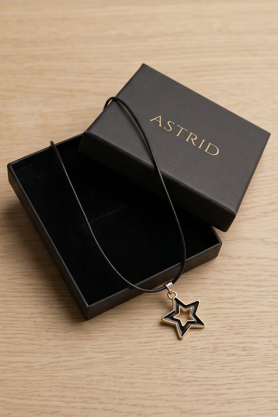 Gold and Black Layered Star Necklace