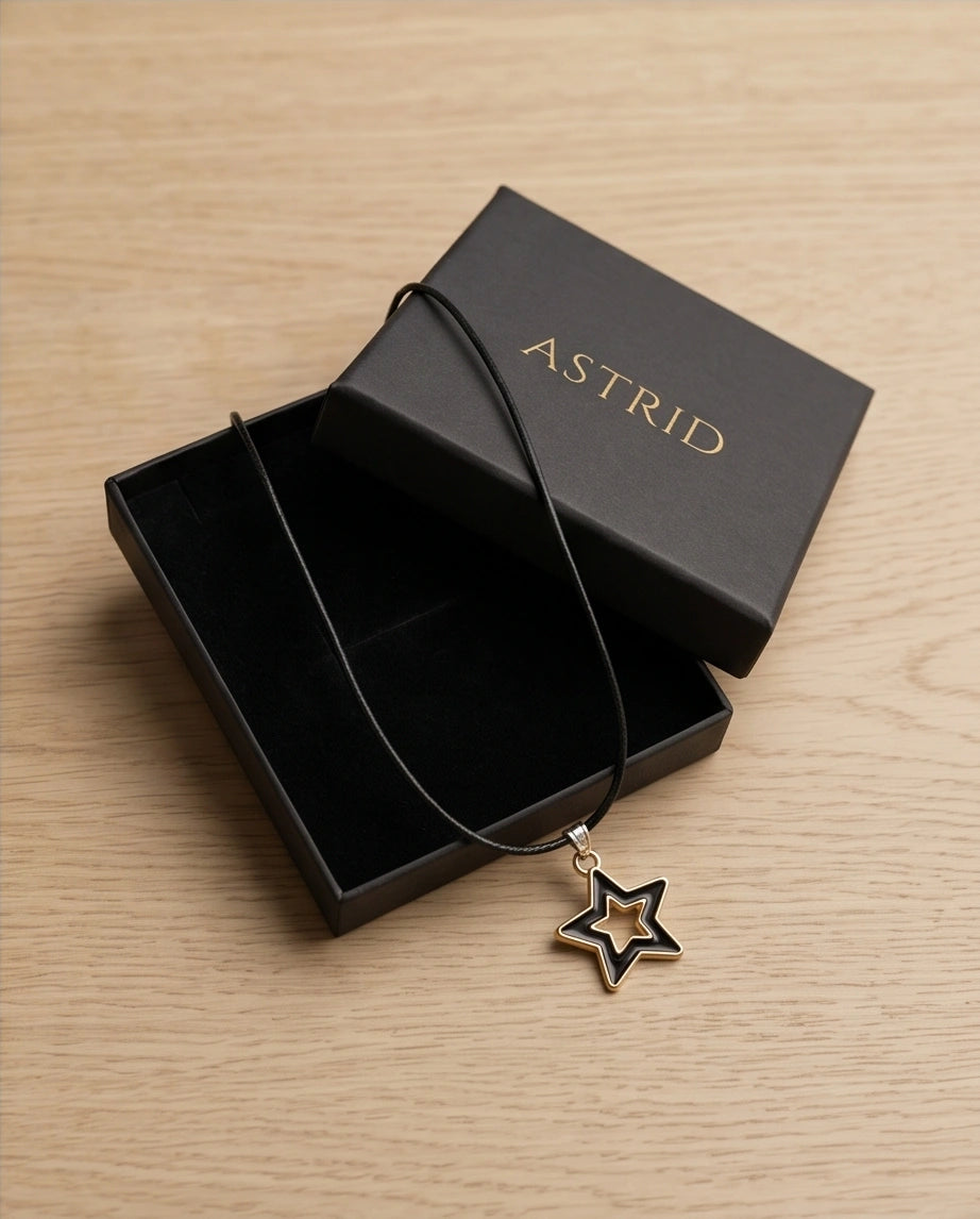 Gold and Black Layered Star Necklace