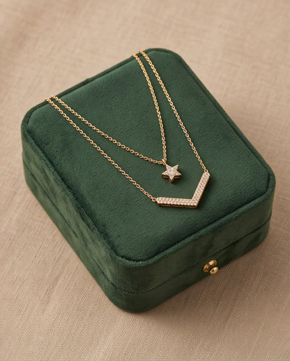 Gold Layered Star & V-Bar Necklace
