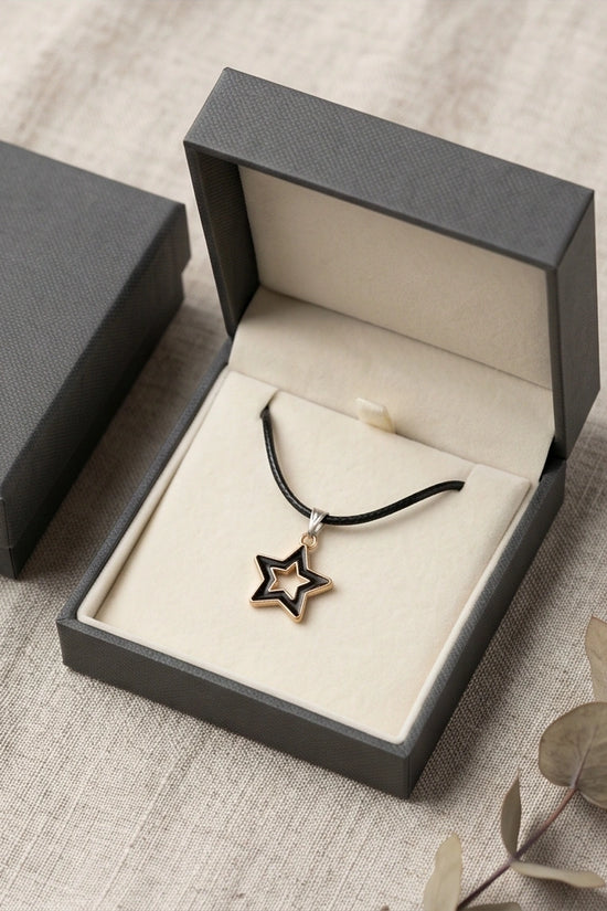 Gold and Black Layered Star Necklace