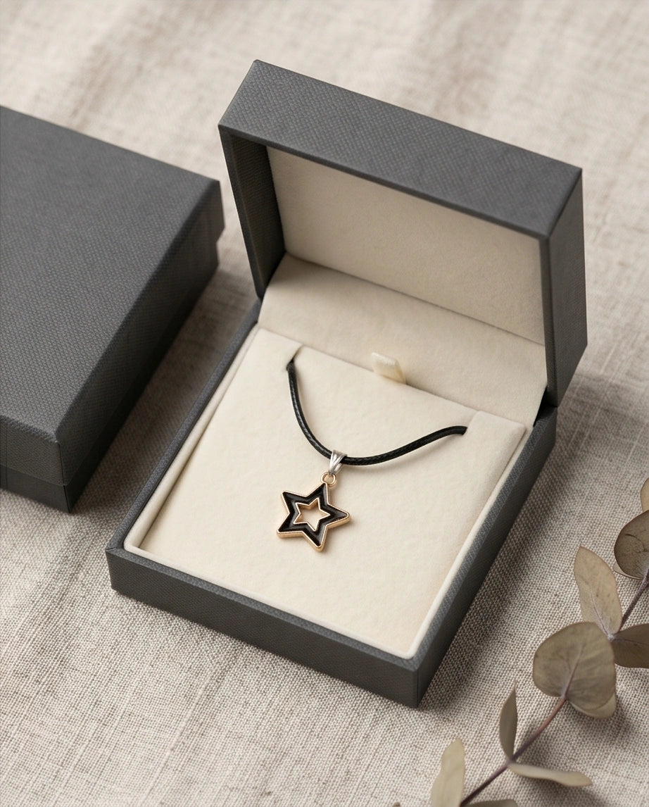 Gold and Black Layered Star Necklace