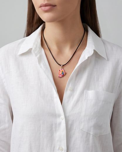 Pastel Pink & Multicolor Butterfly Cord Necklace