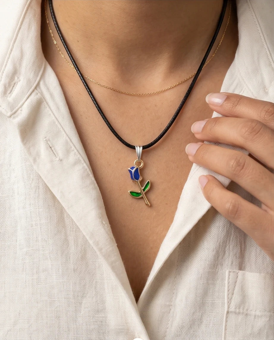 Royal Blue Tulip Rosebud Pendant