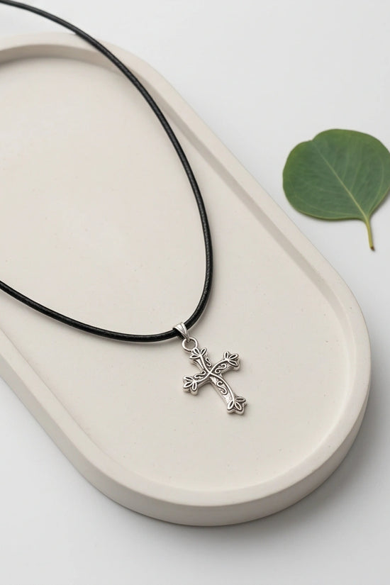 Silver Ornate Filigree Cross Necklace