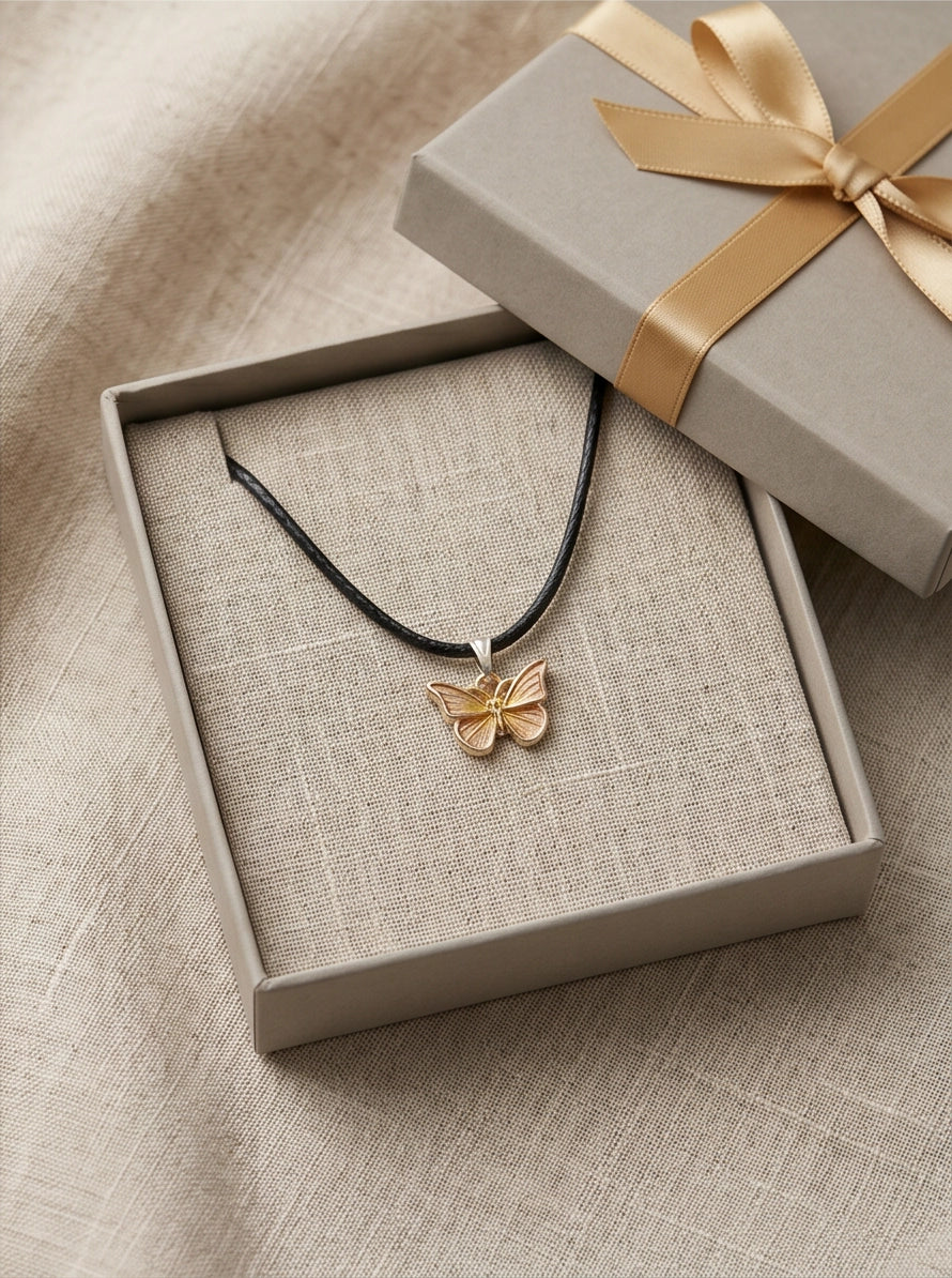 Gold & Rose Gold Butterfly Pendant Necklace