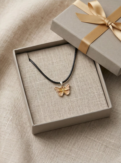 Gold & Rose Gold Butterfly Pendant Necklace