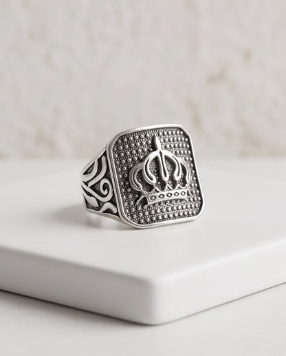 Royal Crest Cushion Signet Ring