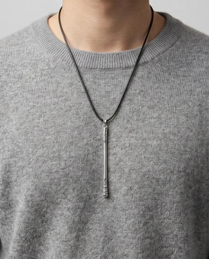 Carved Staff Pendant Necklace