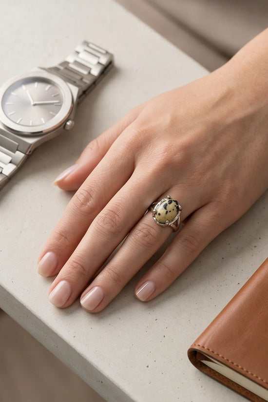 Wild Splendor Dalmatian Jasper Ring