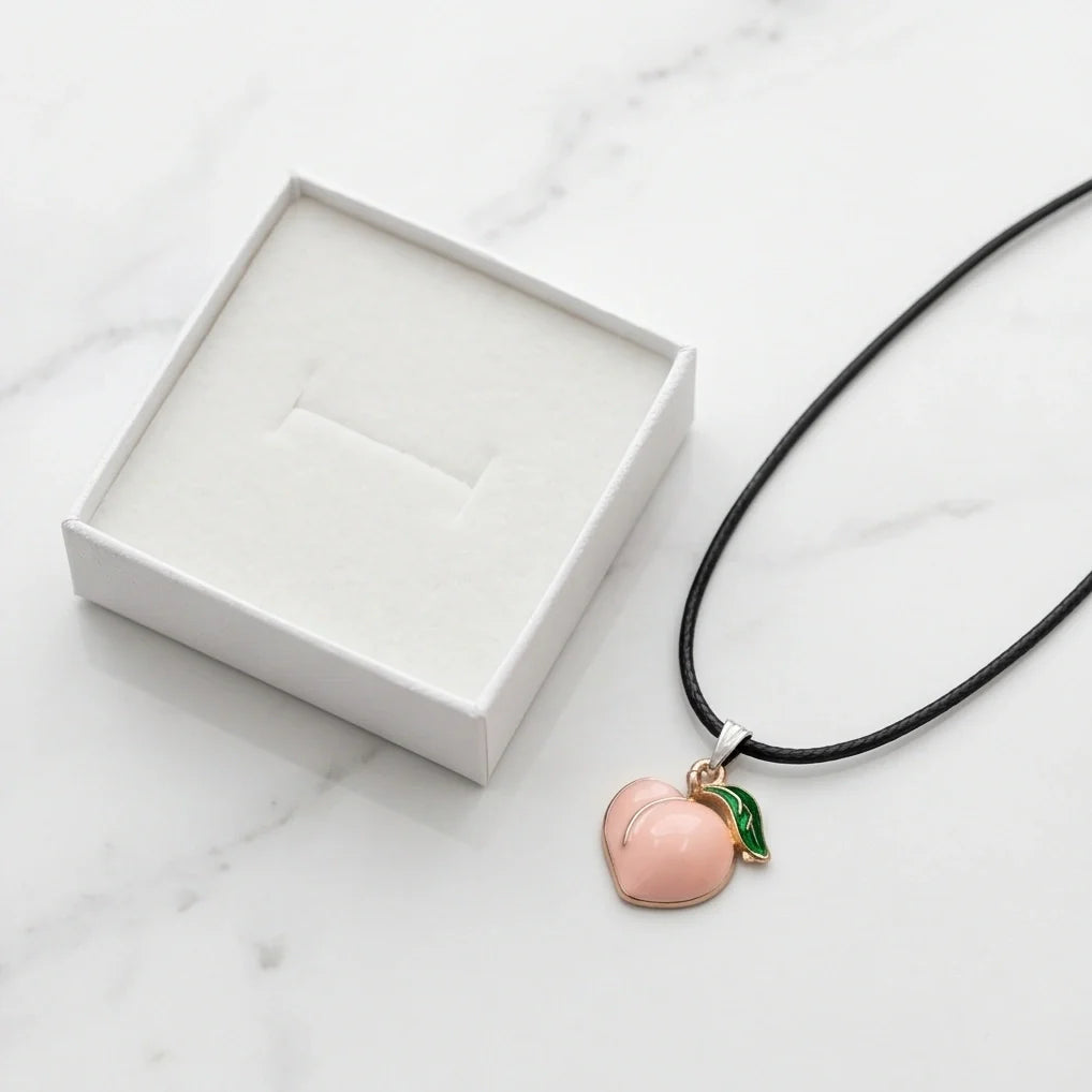 Sweet Peach Enamel Pendant Necklace
