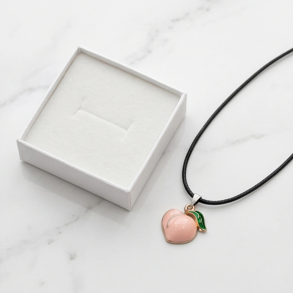 Sweet Peach Enamel Pendant Necklace