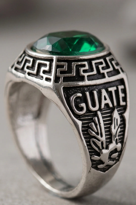 Vintage Emerald Green Military Signet Ring