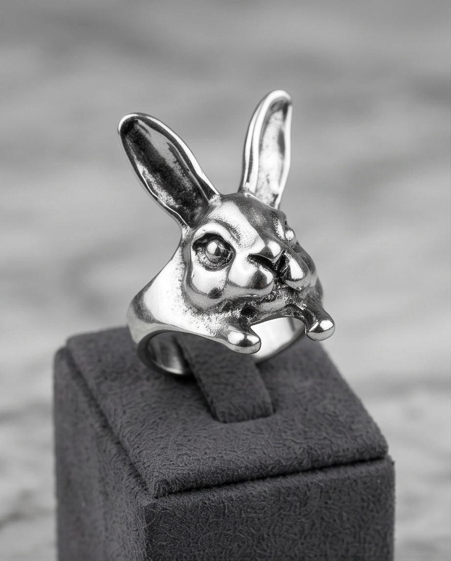 Silver Sculpted Bunny Rabbit Ring