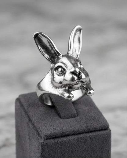 Silver Sculpted Bunny Rabbit Ring