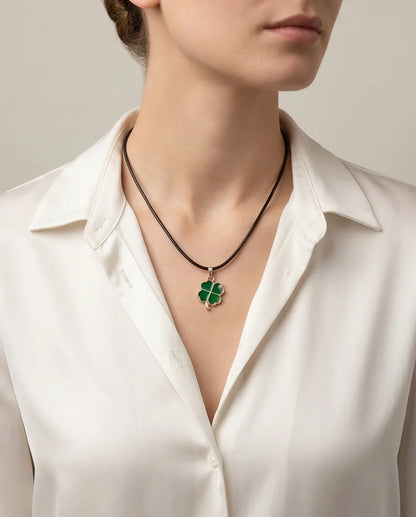 Gold and Green Four-Leaf Clover Necklace