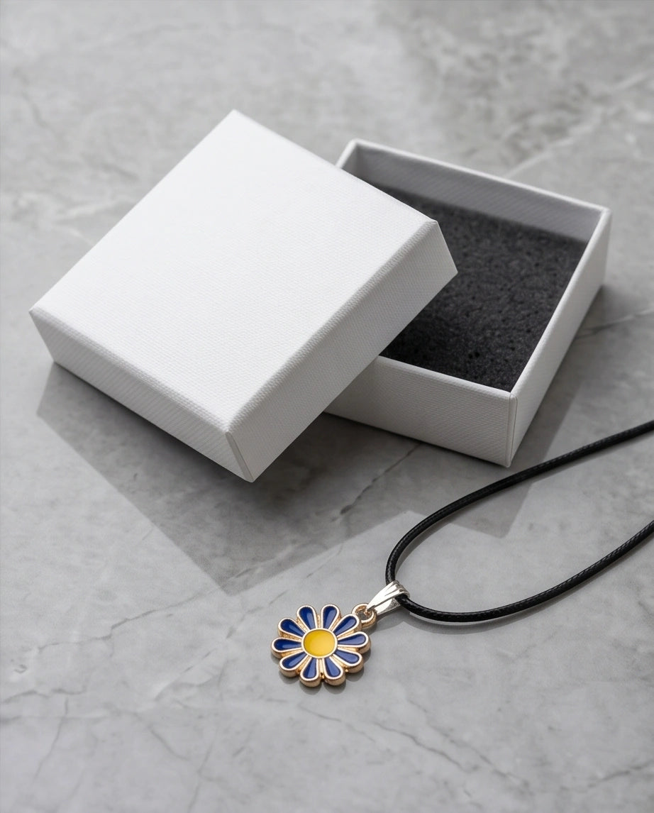 Midnight Blue Daisy Pendant