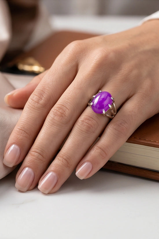 Vibrant Orchid Jade Statement Ring