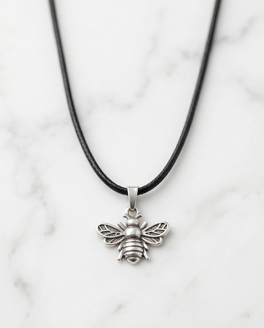 Silver Dainty Honeybee Pendant Necklace