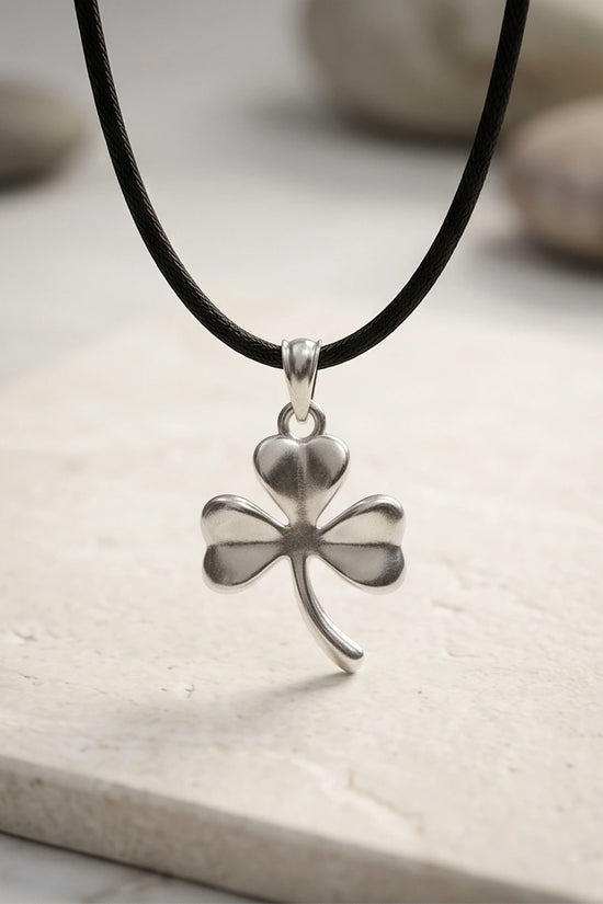 Silver Three-Leaf Shamrock Pendant Necklace