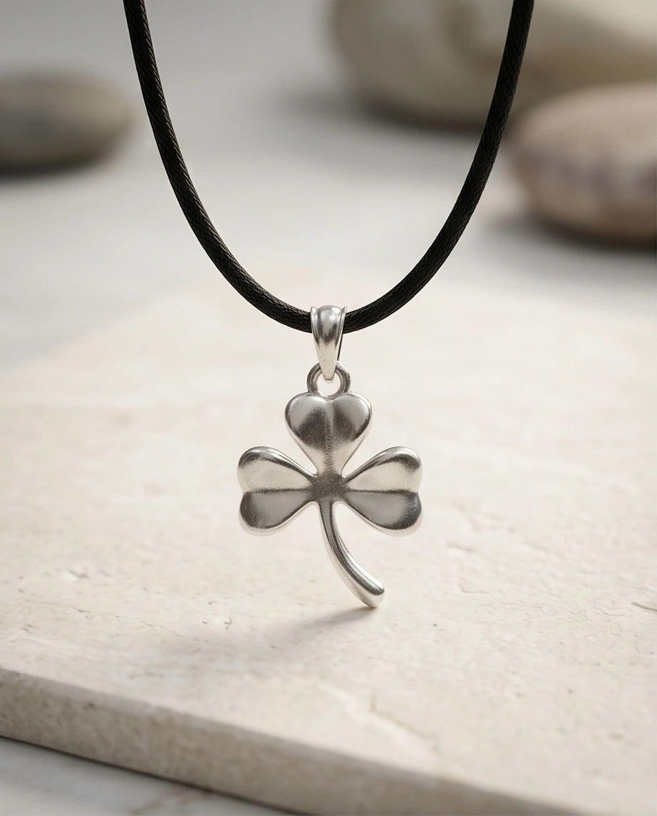 Silver Three-Leaf Shamrock Pendant Necklace