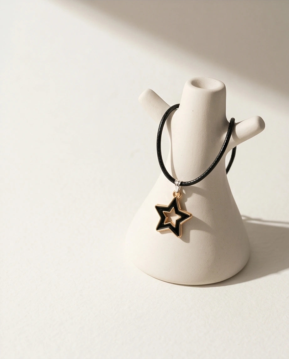Gold and Black Layered Star Necklace