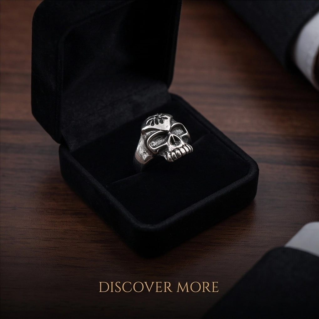 Spider Emblem Skull Signet Ring