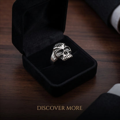 Spider Emblem Skull Signet Ring