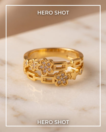 Dual-Band Flora & Celestial Star Ring