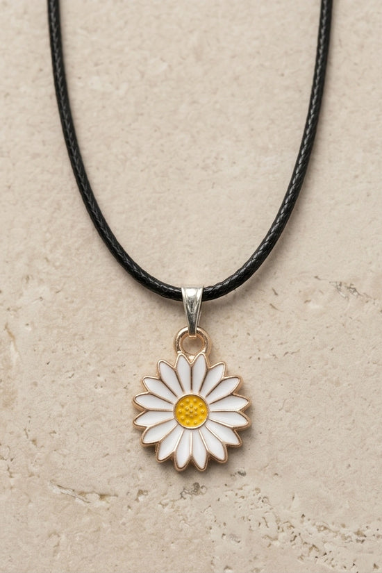 Gold and White Daisy Pendant Necklace