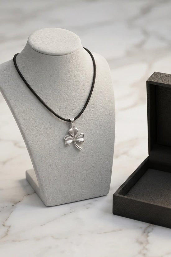 Silver Three-Leaf Shamrock Pendant Necklace
