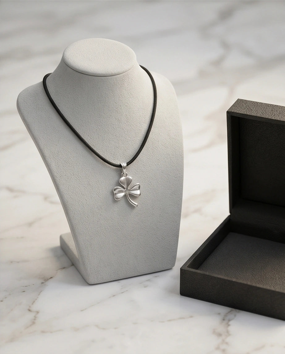 Silver Three-Leaf Shamrock Pendant Necklace
