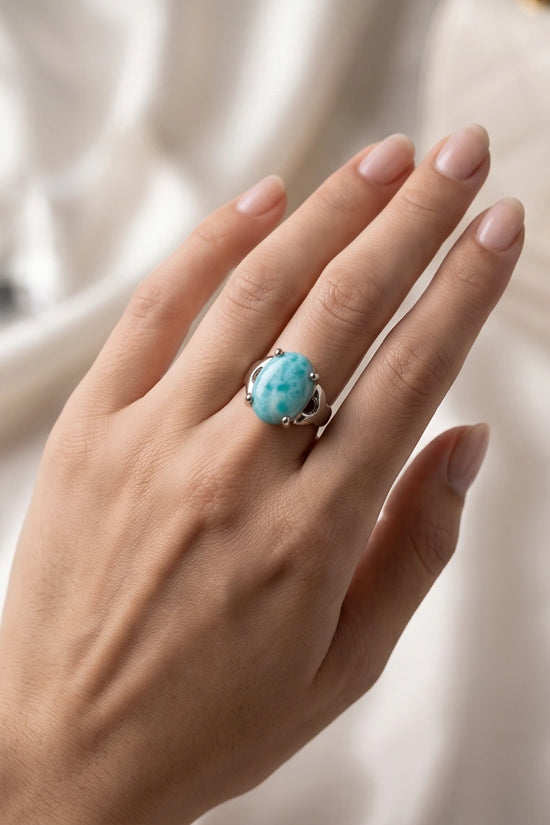 Oceanic Larimar Filigree Ring