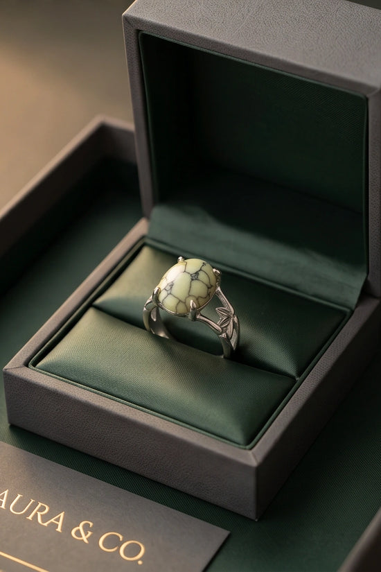 Earthy Mint Leaf Statement Ring