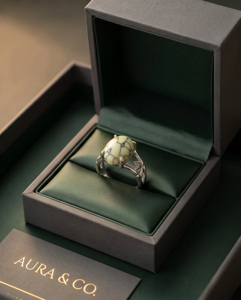Earthy Mint Leaf Statement Ring
