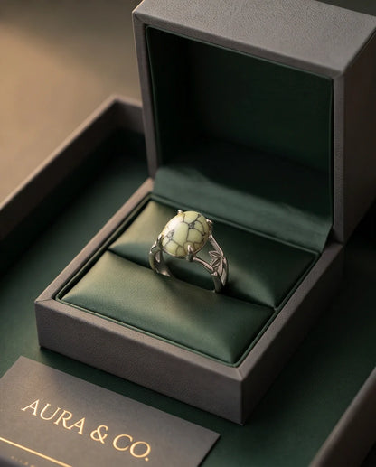 Earthy Mint Leaf Statement Ring