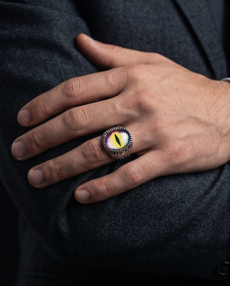 Vintage Sterling Silver Prism Dragon's Eye Ring