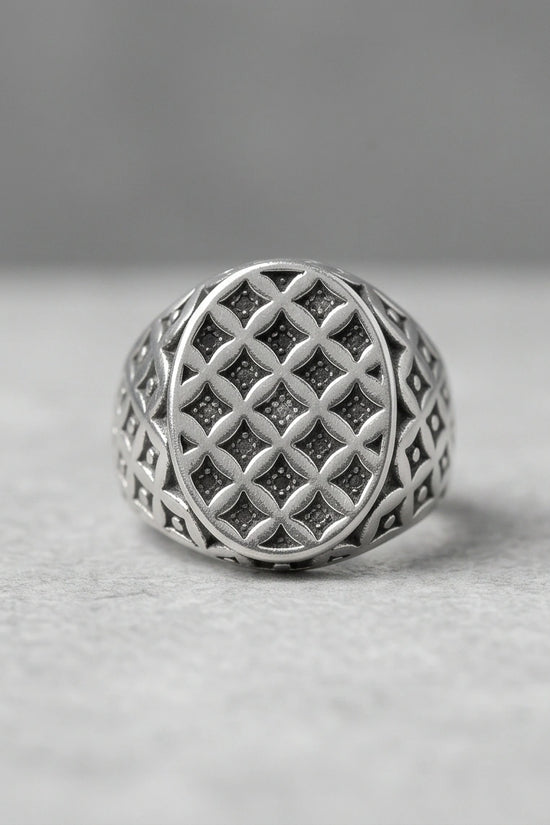Vintage Sterling Silver Quadfoil Geometric Signet Ring