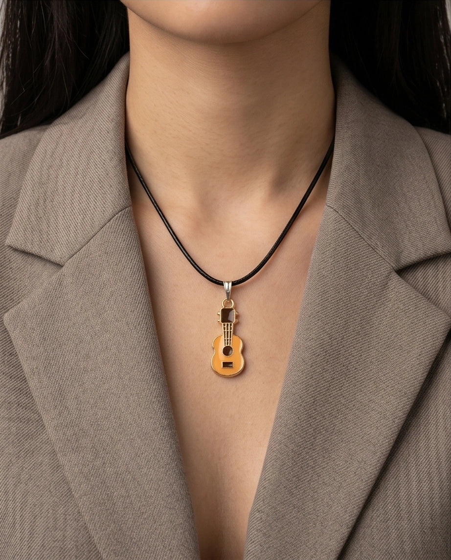 Gold and Yellow Acoustic Guitar Necklace