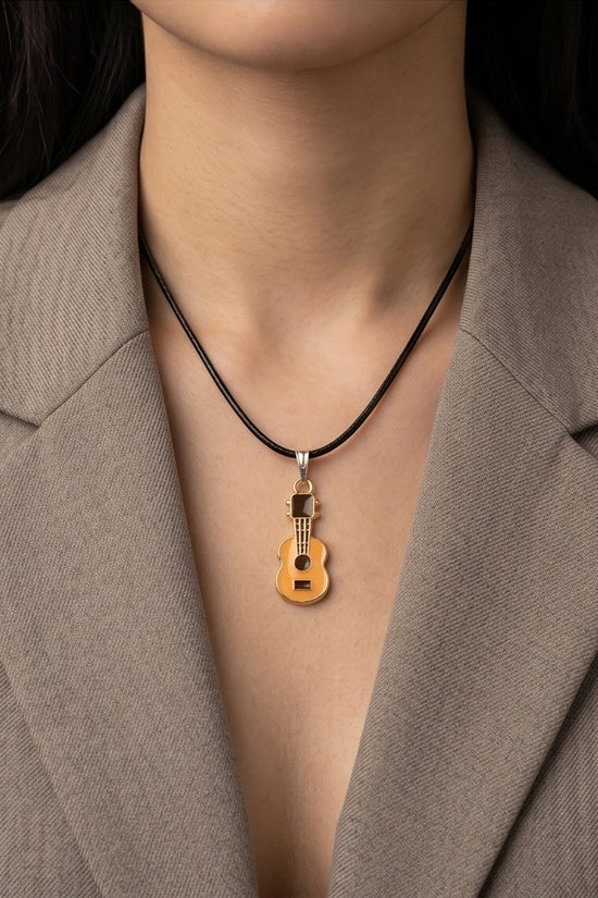 Gold and Yellow Acoustic Guitar Necklace