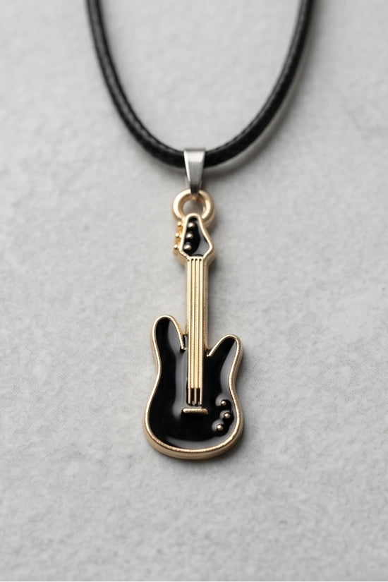 Gold and Black Electric Guitar Necklace