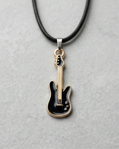 Gold and Black Electric Guitar Necklace