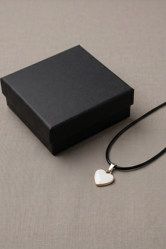 Gold and White Classic Heart Necklace