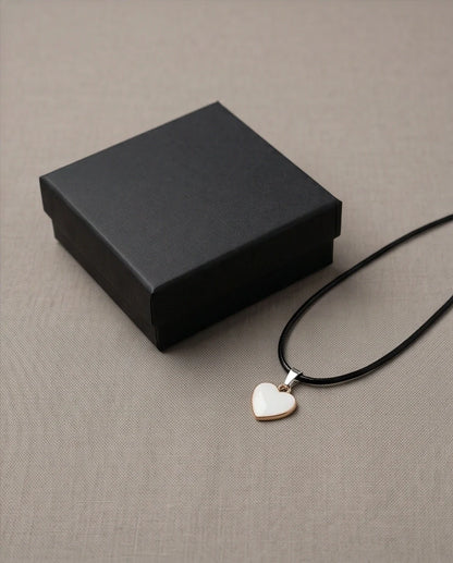 Gold and White Classic Heart Necklace