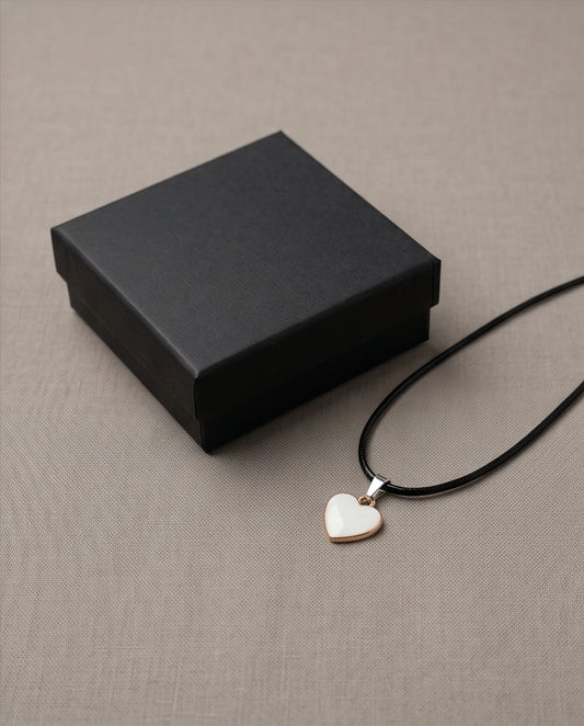 Gold and White Classic Heart Necklace