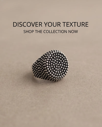 Pointillist Dotted Domed Signet Silver Ring