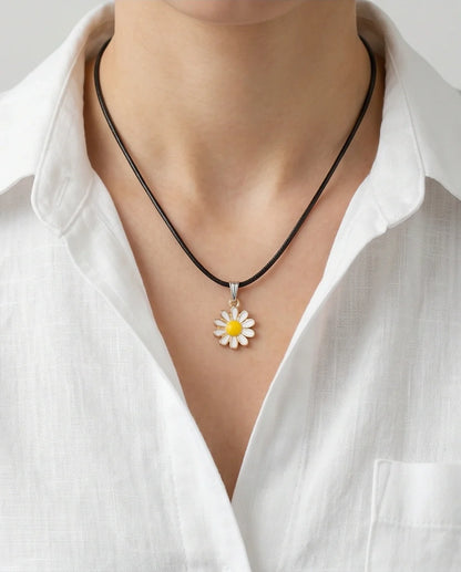 Gold and White Petite Daisy Necklace